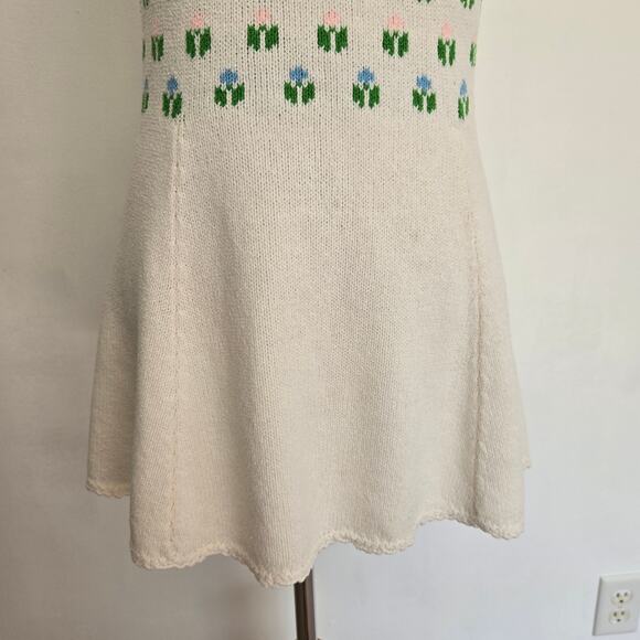 Vintage Tennisknit by Hampton Court Mini Knit Dress Floral 1970s Rare Women - Picture 8 of 11